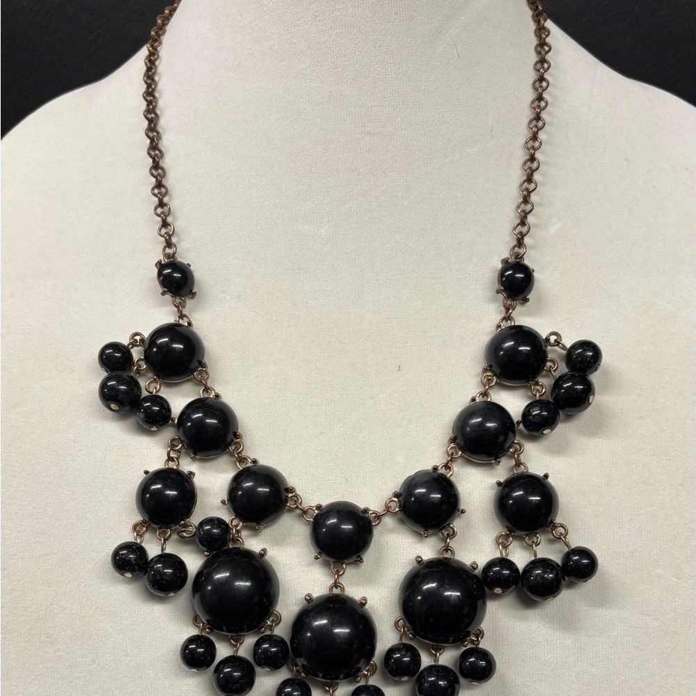Elegant Black Beaded Necklace Goth or Steam Punk Style